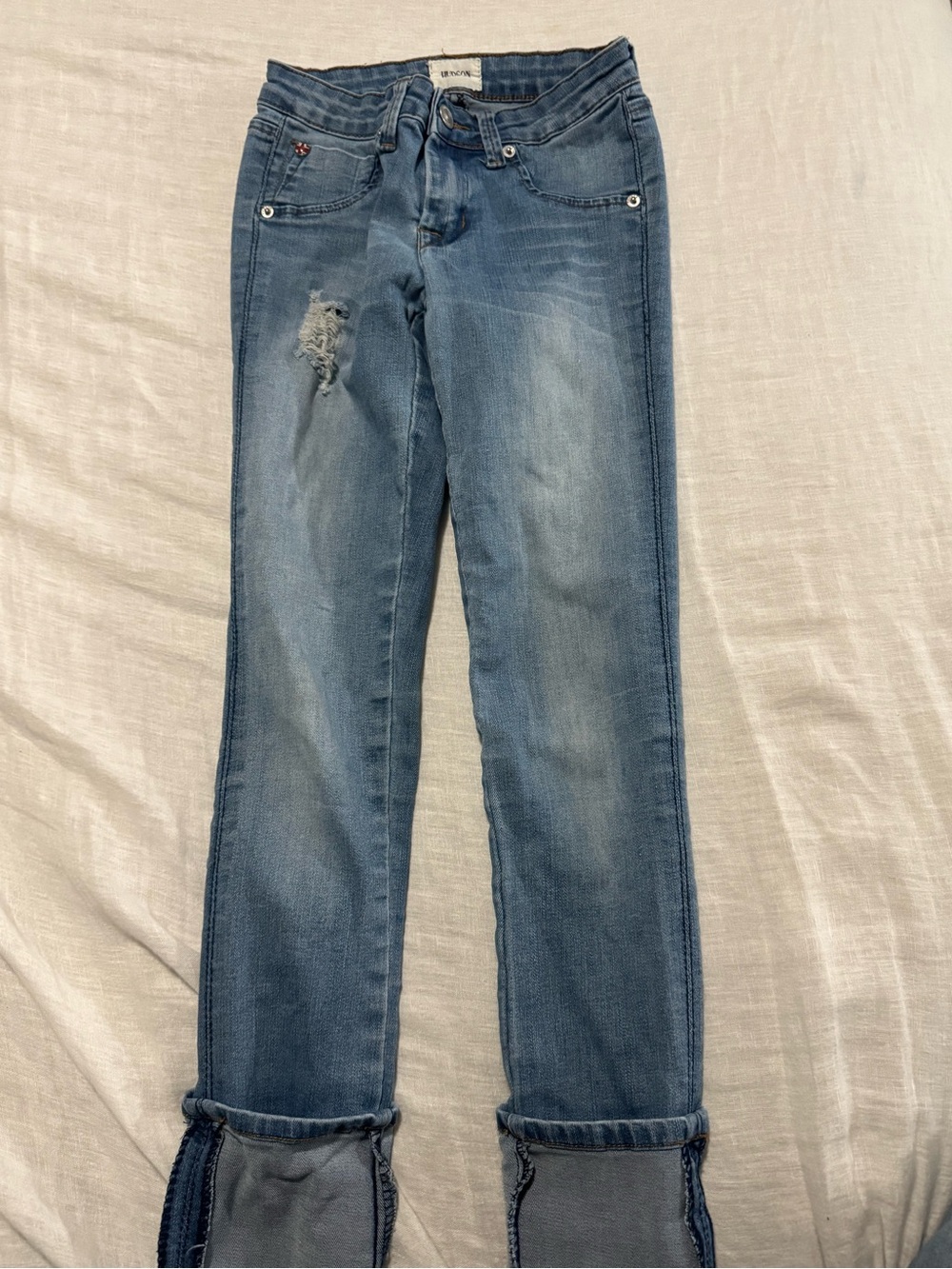 Hudson Jeans Kids Light Blue Distressed Straight Jeans